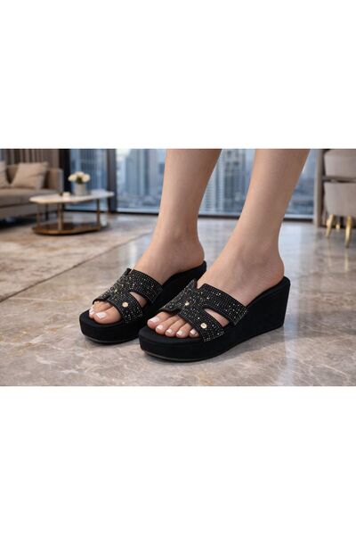 mothers dream Luxury Crystal Wedge Platform Sandals