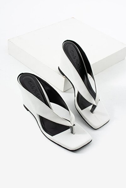 diclepolat Women's White Wedge Heel Slippers Flip Flops Platform Summer Styli...