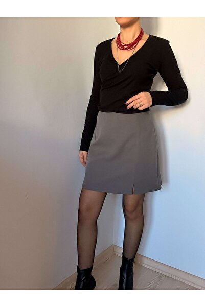 Ali Butik Gri Şort Etek