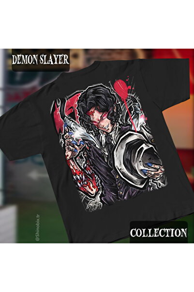 SHINOBIX Demon Slayer Anime Muzan Demon King Oversized Printed T-Shirt with C...