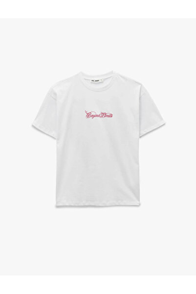 Koton Μπλουζάκι με κοντό μανίκι με λαιμόκοψη βαμβακερή πλάτη με στάμπα