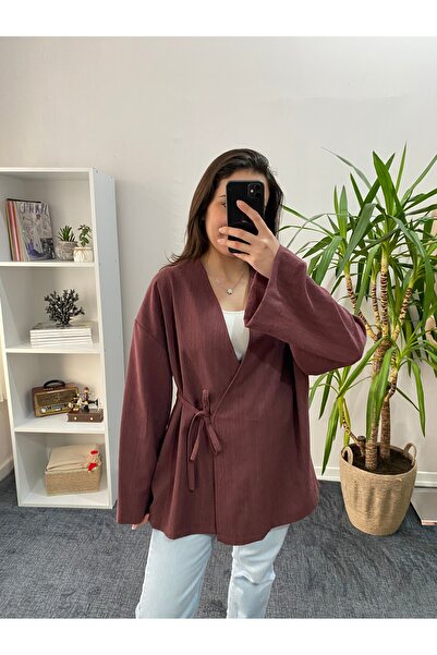 hilla Oversize Standart Beden Bağcıklı Kimono