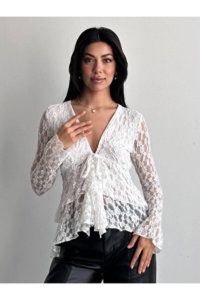 LİFERA Flounced Lace Cardigan