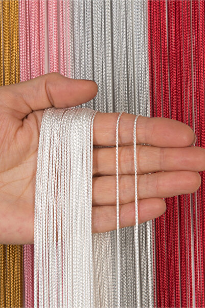 ELDA EV TEKSTİLİ Beyaz İnce Zincir Serisi İp Perde Kornişe Hazır Kesilebilir ...