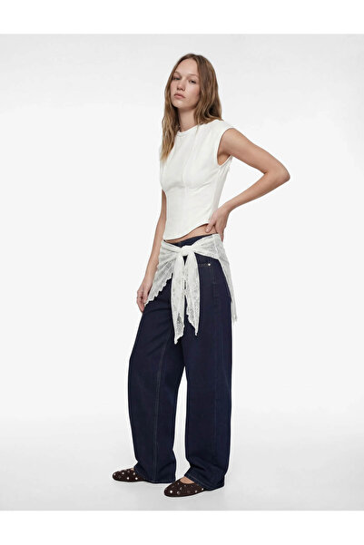 Koton Tricou crop fără mâneci slim fit guler rotund cu detaliu cusături