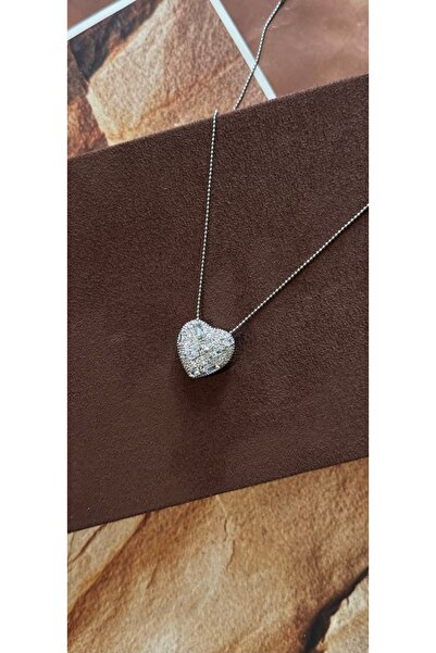 KAD COLLECTION Heart necklace with rhinestones