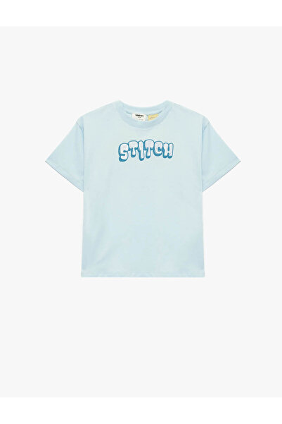 Koton Tricou pentru băieți, albastru, cu imprimeu Stitch, licențiat 6SKB10137TK