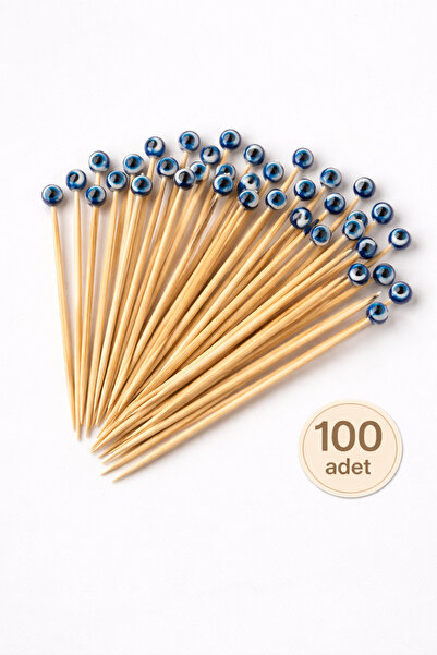 Handmade 100 Adet Nazar Boncuklu Dekoratif Kürdan - 2 mm Nazar Boncuğu Mevlüt...