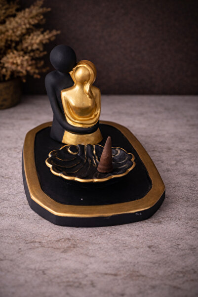 Falora Siyah Gold Figürlü Tütsülük – Dekoratif Aromaterapi Seti