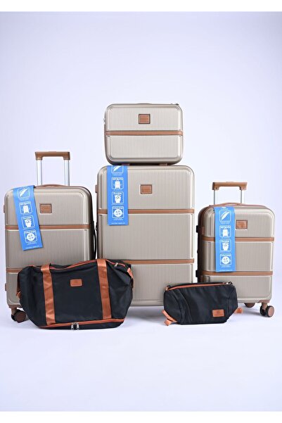 MAC CENTER 4-piece hard-shell luggage set with handbag – Luxury design in gra...