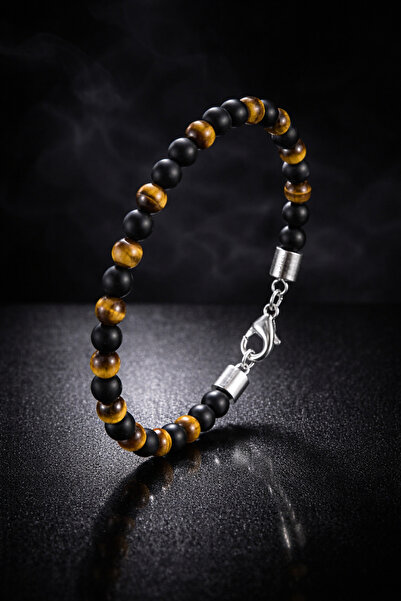 İyyaKee Men's and Women's Adjustable Steel Chain Bracelet with Tiger's Eye an...