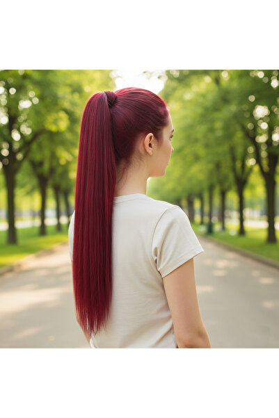 Zeysum Kızıl Düz At Kuyruğu Saç Postiş 70 Cm Isıya Dayanıklı