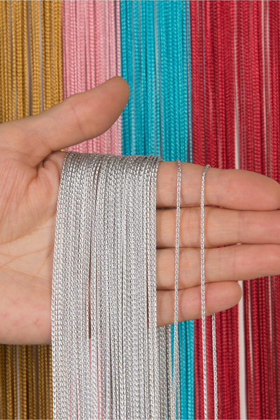 ELDA EV TEKSTİLİ Gri İnce Zincir Serisi İp Perde Kornişe Hazır Kesilebilir De...