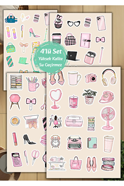 VORACRAFT 4'lü Business Girl, Self Love Sticker Set D00023