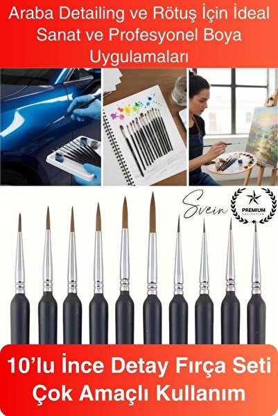 Svein #Fırça 10'lu İnce Detay Fırça Seti Rötuş Araba Detailing Hobi Temizlik ...