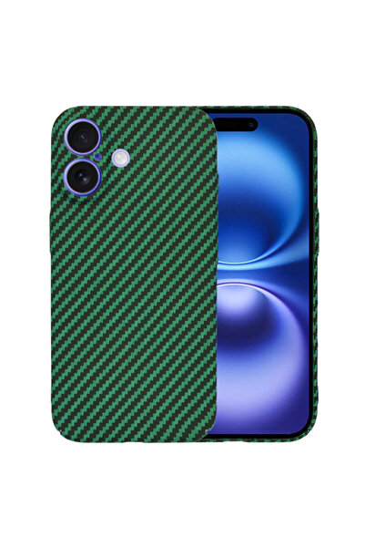 Techsuit Калъф от карбонитни фибростъкло за iPhone 16, зелен