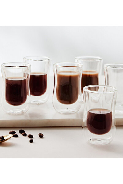 Generic Cafe 6-Piece Borosilicate Istikan Set - 80 ml