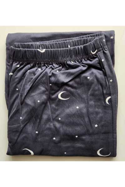 Pijamoni Milan Gömlek Yaka Önden Düğmeli Battal Beden Kısa kollu Pijama Takımı 7560