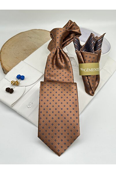 Gutiero Cravată clasică cu șervețele maro cu puncte