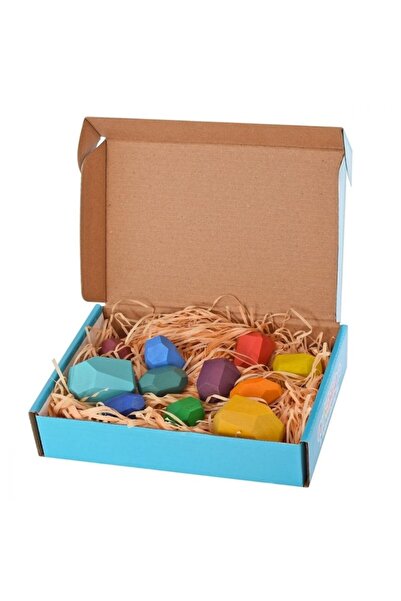 PlayFun Set educativ 12 blocuri din lemn multicolor