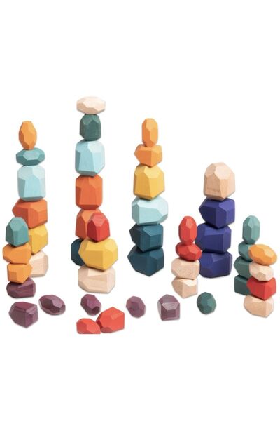 PlayFun Set Pietre Echilibru din Lemn 36 Bucăți