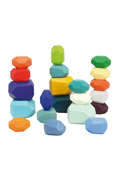 PlayFun Set educativ 21 blocuri din lemn multicolor