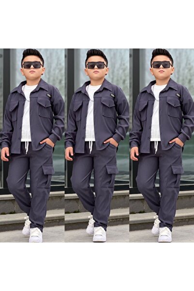 MUMİKİDS Bayramlık Erkek Çocuk Gömlek / Pantolon / Tişört 3'lü Takım