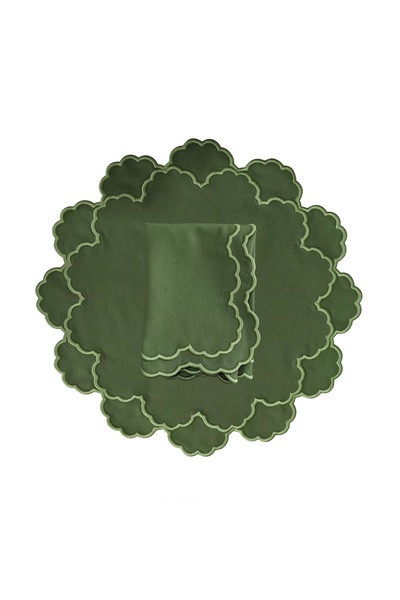 Diva Home 4-Person Service Supla Water Repellent and Stain-Resistant Fabric A...