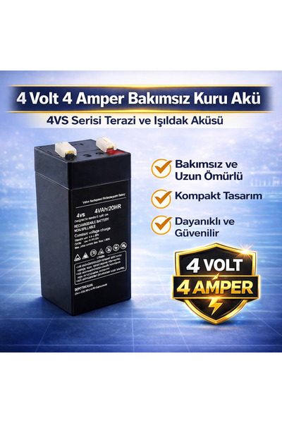 Sertec 4 Volt 4 Amper Bakımsız Kuru Akü 4VS Serisi Terazi ve Işıldak Aküsü