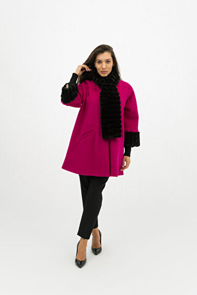 Gorgeaux Elegant Pink Coat with Tatiana Fur - L(40)