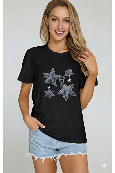 Let's Wear Star Printed Premium Tshirt for Women