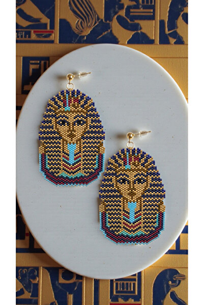 SEARD Miyuki Beads Handmade Cleopatra Egyptian Pharaoh Earrings 6