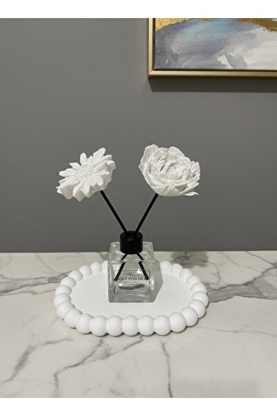 YASMELLA HOME Soft Powder Oda Kokusu 50 ml – Taşlı Çiçek ve Boncuk Tepsiyle Ö...