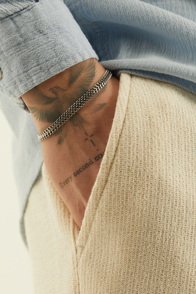 Fjellor Jandorin Silver Color Double Row Dense Textured Gourmet Chain Stainle...