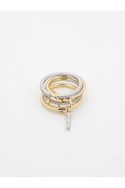 Charmist 14K Çelik Üzeri Altın Kaplama 4 Sıralı Gold Gümüş Harfli Spiral Yüzü...