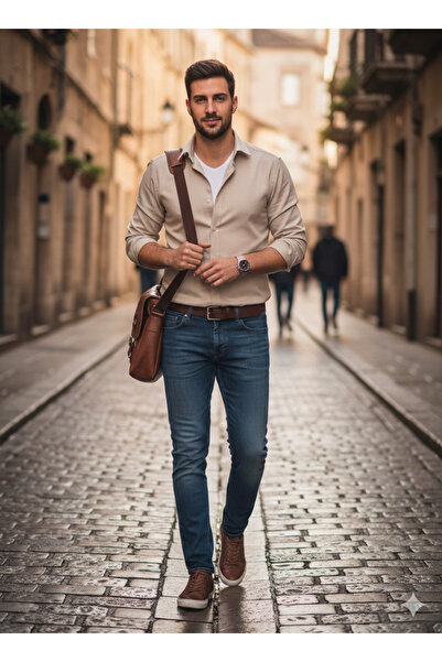 Fine Touch Men's Shirt Premium 100% Cotton Slim Fit Stylish Casual Office New...