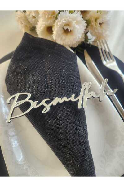 Runner Supla Home 6adet gümüş BİSMİLLAH yazılı ramazan ve sofra süsü ev sofra...