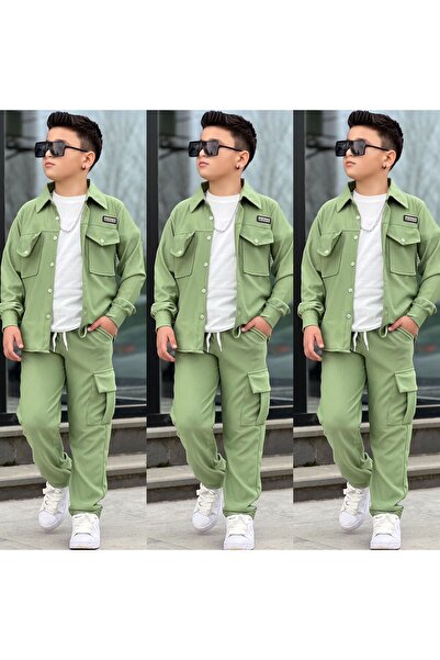 MUMİKİDS Eid Boys' Shirt / Pants / T-Shirt 3-Piece Set