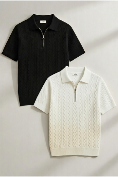 LEYEL Moda 3-Piece Knitted Patterned Knitwear Regular Cotton Multi-Colored T-...