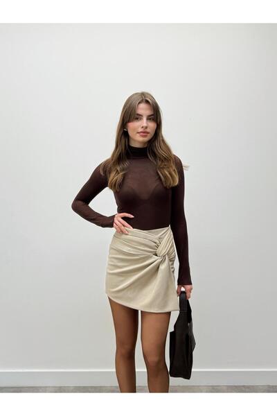 Maldia Shop Icon Knot Detailed Cream Shorts Skirt