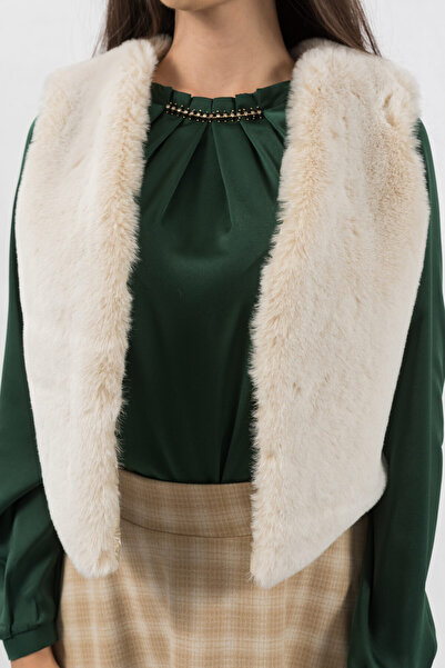 Gorgeaux Vestă elegantă din blană crem - XXXL