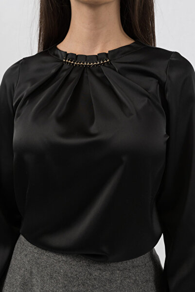 Gorgeaux Bluză Cecilia Elegantă din Mătase Neagră - XL