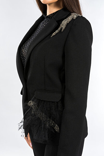 Gorgeaux Yolanda Black Beaded Jacket - S(36)