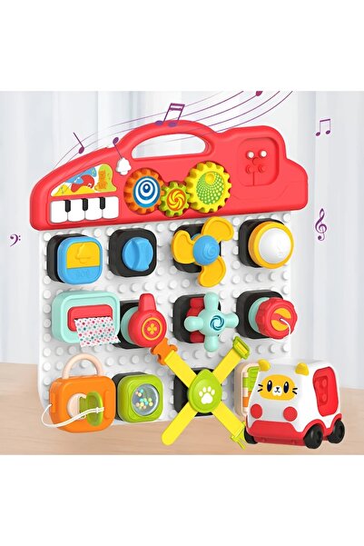 PlayFun Busy Board Interactiv cu Lumini si Sunete, Set cu Masinuta
