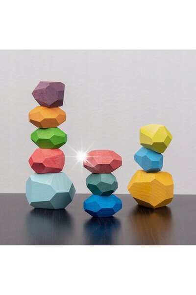 PlayFun Joc de masa japonez Tumi-Ishi, 20 pietre de lemn, colorate