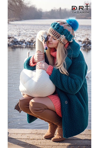 drt tasarım Artisan Winter Art Brooched Beret