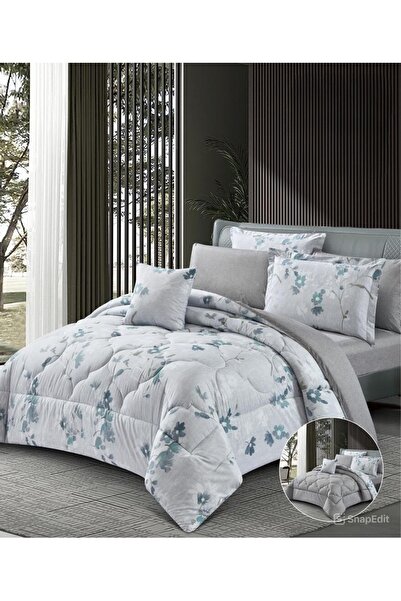 sadir Golden Luxury Cotton Duvet Set - Double 8 Pieces