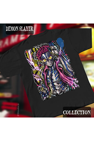 SHINOBIX Demon Slayer Anime Akaza Upper Moon 3 Oversize Printed T-Shirt with ...