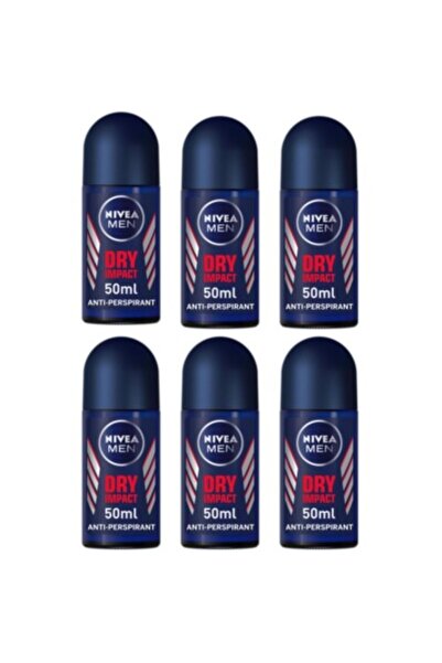 Nivea Men Dry Impact Anti-Perspirant Deodorant Roll-On 50ml - Pack of 6