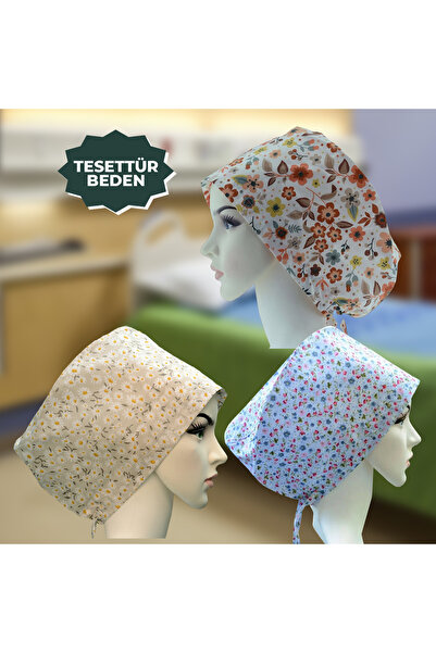 YİĞİTBAŞI 3 BİR ARADA MaviÇiçekli-Bej-Beyaz Top Hemşire Aşçı CerrahiBone Hast...